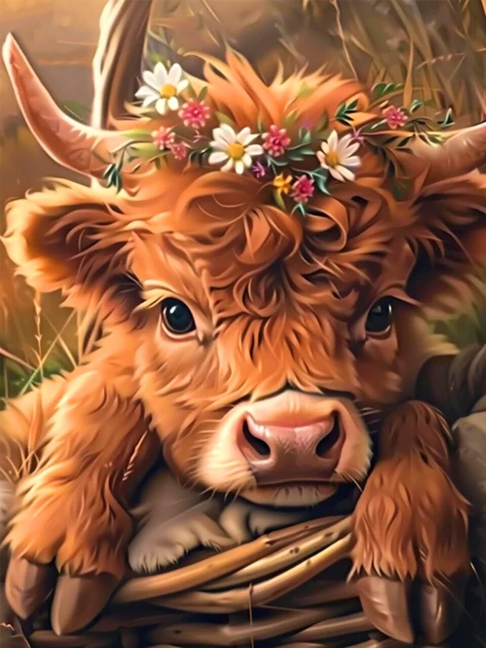 Highland Cow Diamond Painting Kits for Adults – Full Drill 5D DIY Diamond Art for Beginners, Cow Gem Art Craft for Home Wall Decor, 12x16 Inch